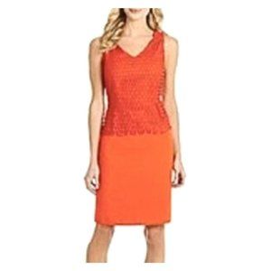 Antonio Melani Eudice Sleeveless Embroidered Bodice Papaya Orange Dress Size 10